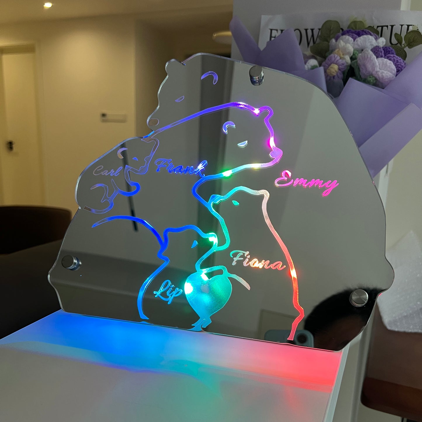 Custom Name Polar Bear LED Illuminated Mirror