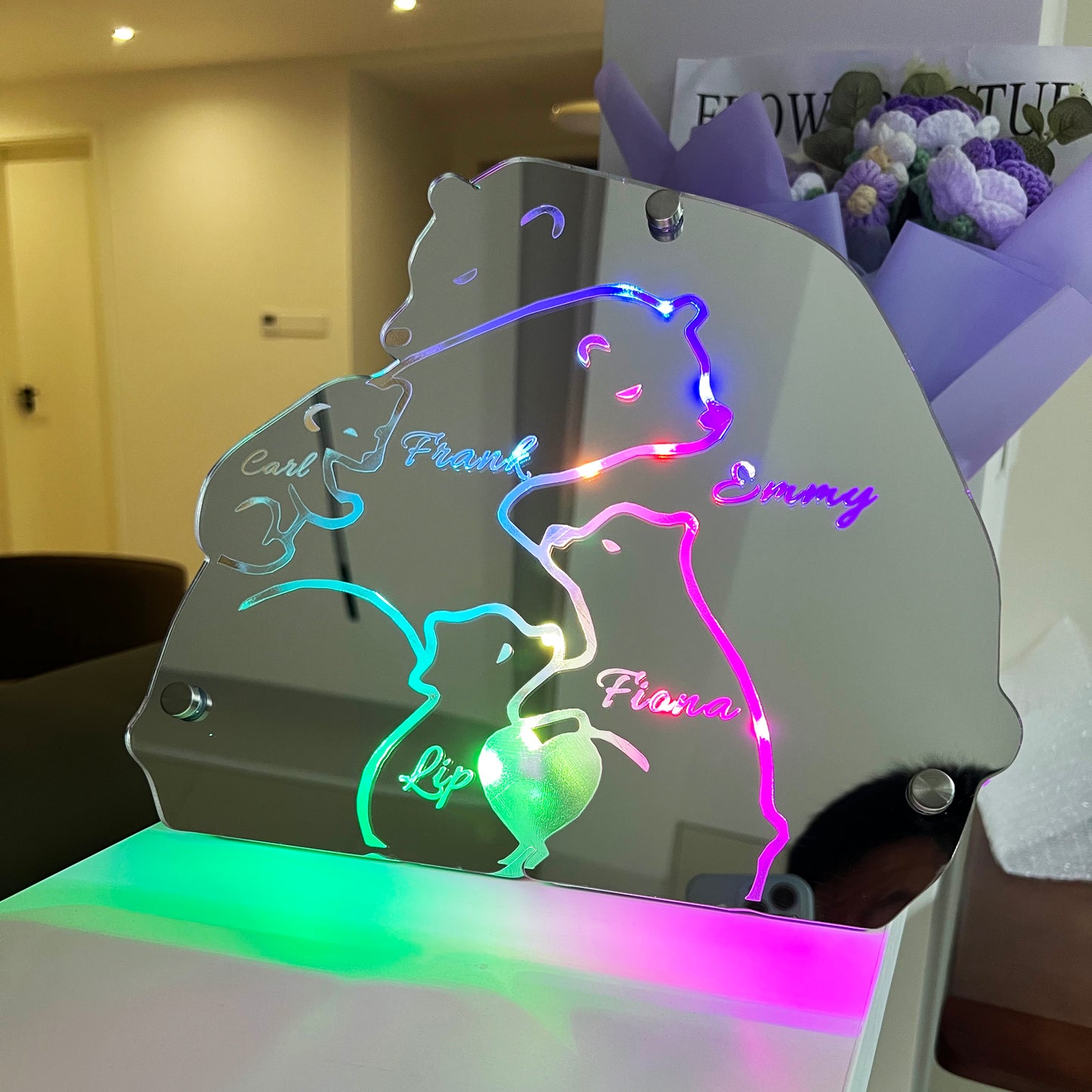 Custom Name Polar Bear LED Illuminated Mirror