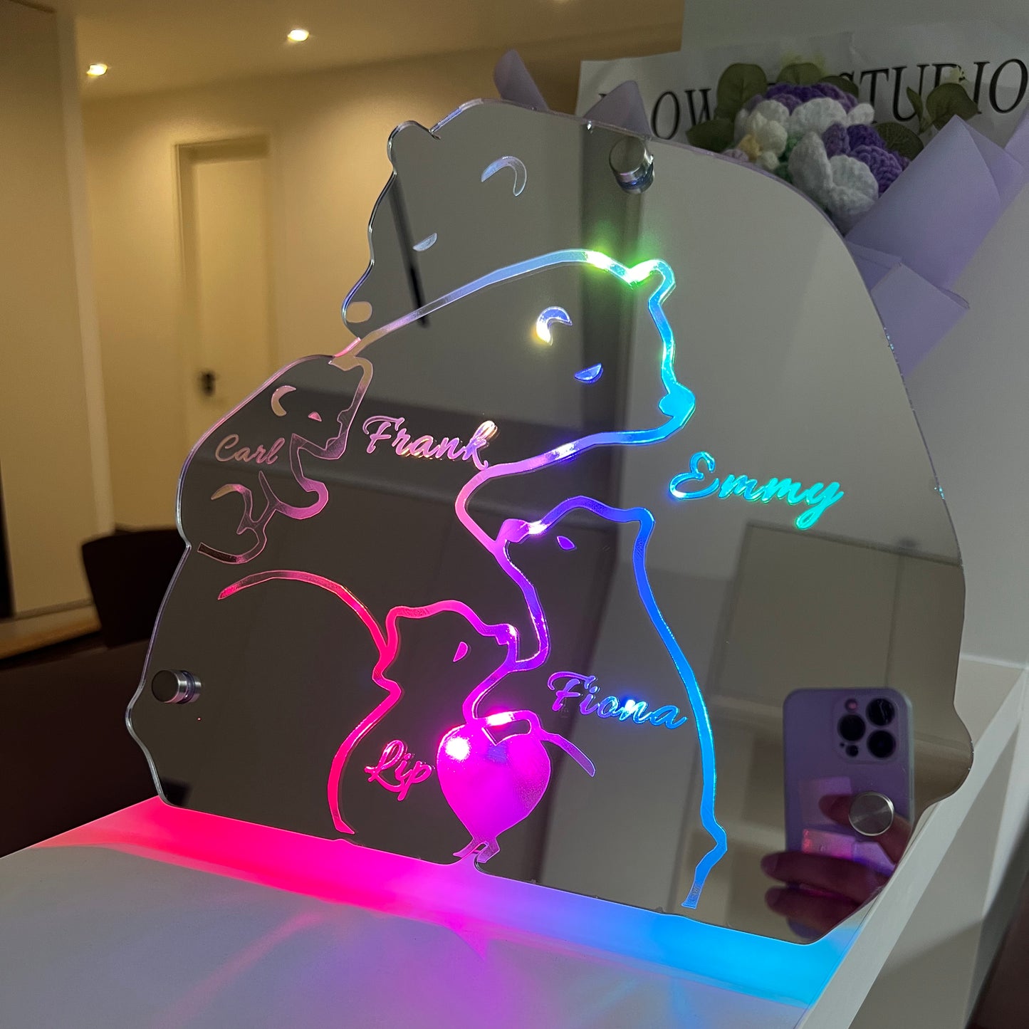Custom Name Polar Bear LED Illuminated Mirror