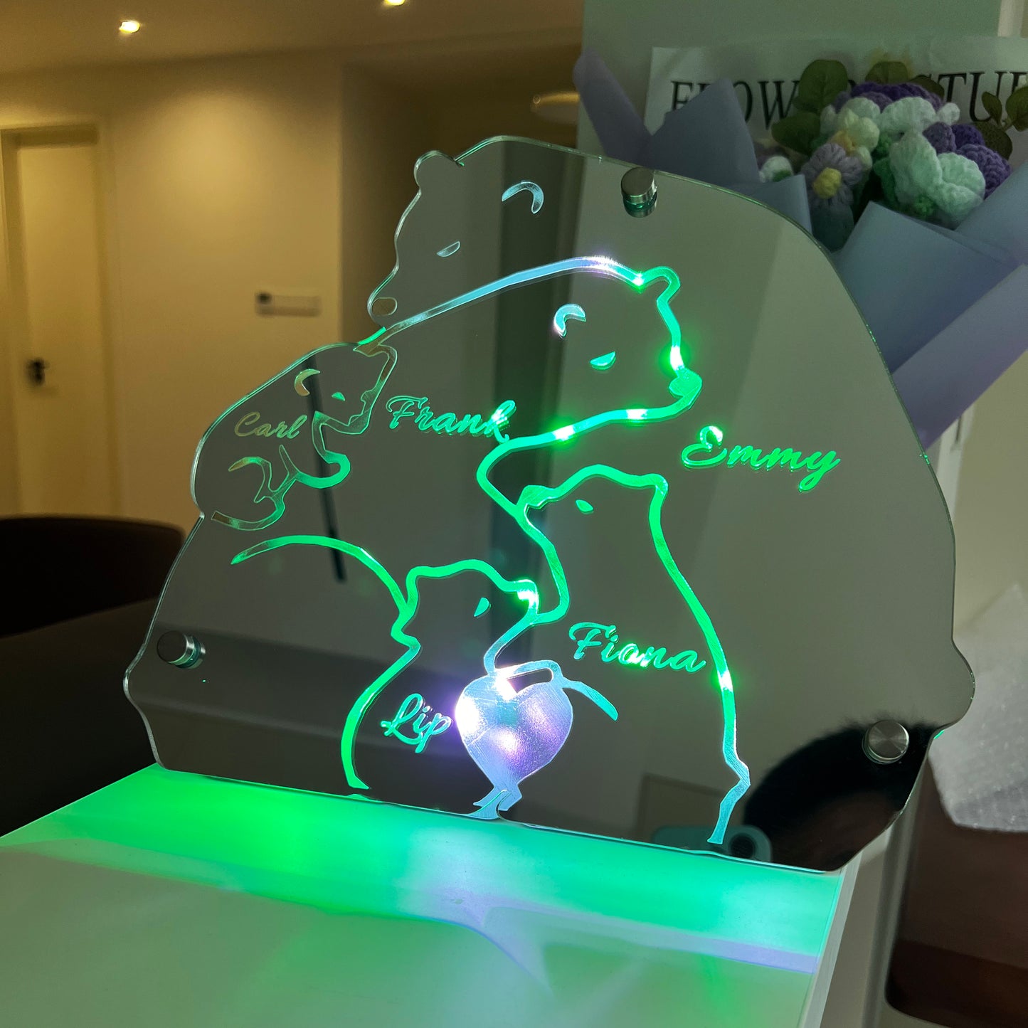 Custom Name Polar Bear LED Illuminated Mirror