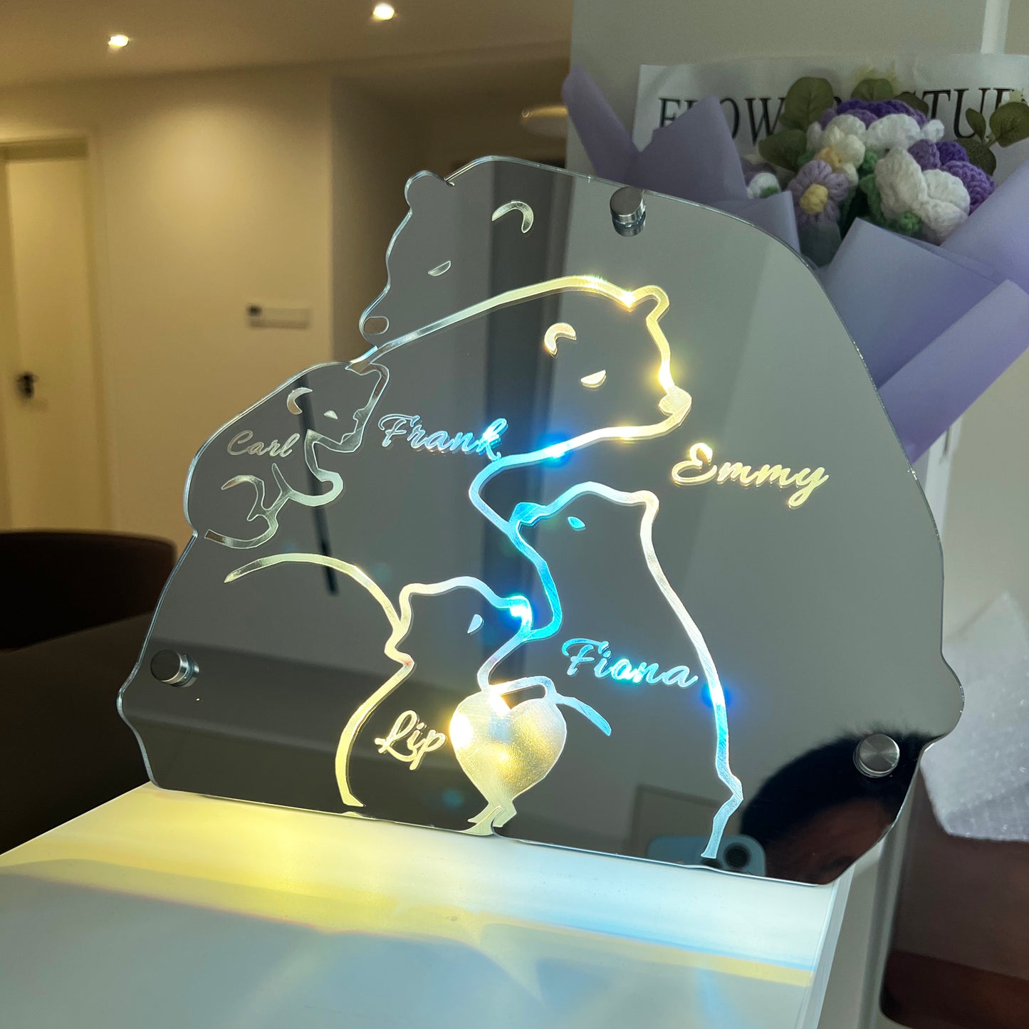 Custom Name Polar Bear LED Illuminated Mirror